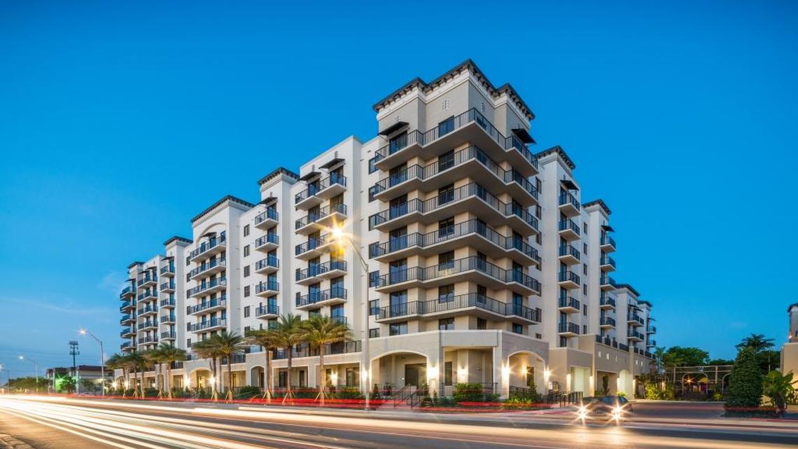 Property values in West Miami, which has experienced a boom of rental apartment construction, rose 12 percent in 2020, the highest of any municipality in Miami-Dade County. This 221-unit apartment building at 2001 Ludlam Rd. in West Miami sold for $59 million in 2017.