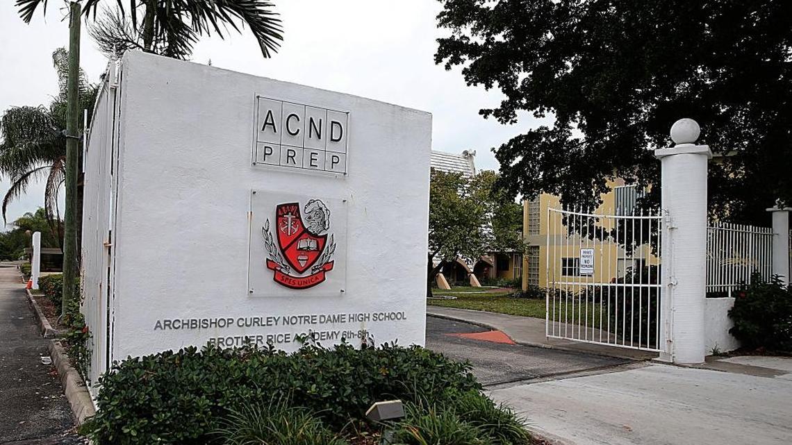 The entrance to Archbishop Curley-Notre Dame High School, which will close after the academic year ends in 2017 because of declining enrollment and changing demographics. Nearby Little Haiti is teeming with builders seeking to get in on the ground floor of Miami's next big thing. One firm wants to turn 22 acres directly to the north of Curley into a mixed-use urban center with towers as high as 28 stories.