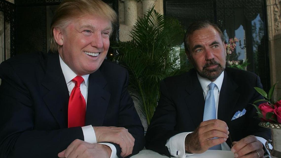 Donald Trump and Jorge Pérez of the Related Group speaking to the media at Mar-A-Lago in Palm Beach in 2006. Trump and Pérez are friends and former business partners.