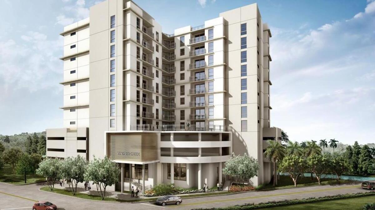 A rendering of the affordable housing project under construction in the Health District.