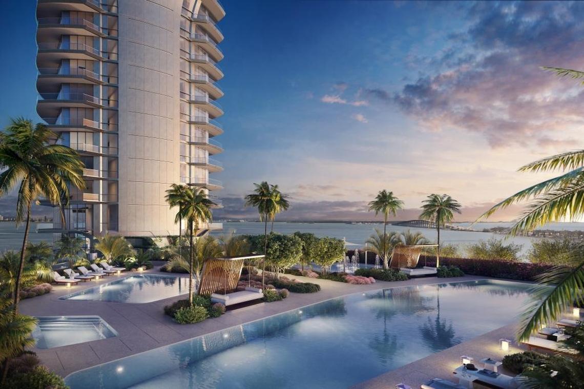 Architectural rendering of the lap pool at the new 47-story luxury condo tower Una, to be located at 175 SE 25th Rd. in Brickell.