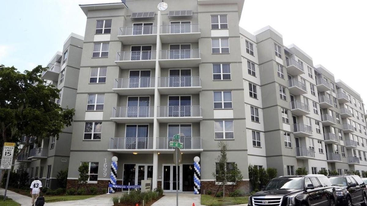 Former Miami Heat star Alonzo Mourning helped develop this 84-unit affordable housing complex, called Courtside Family Apartments, in Overtown.