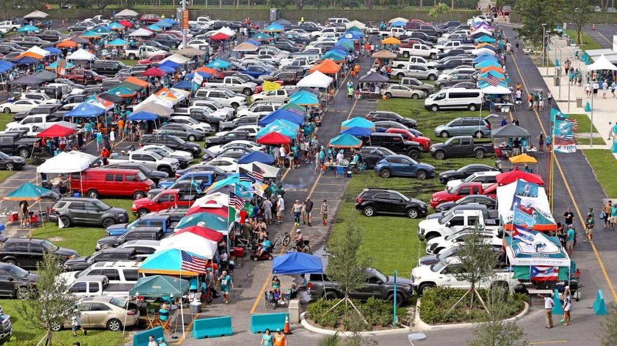 The southwest parking lot at Hard Rock Stadium in Miami Garden on Oct. 22 was filled with tailgaters before the Miami Dolphins played the New York Jets.