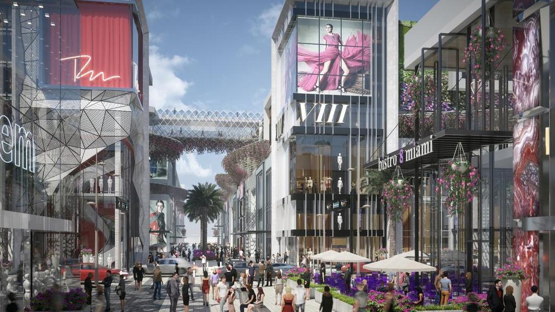 Open air, “high street” retail will replace the planned enclosed mall at Miami Worldcenter