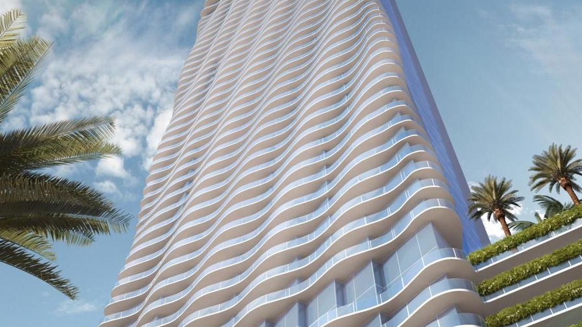 A rendering of the planned 60-story condo tower at Auberge Residences & Spa Miami at 1440 Biscayne Blvd.