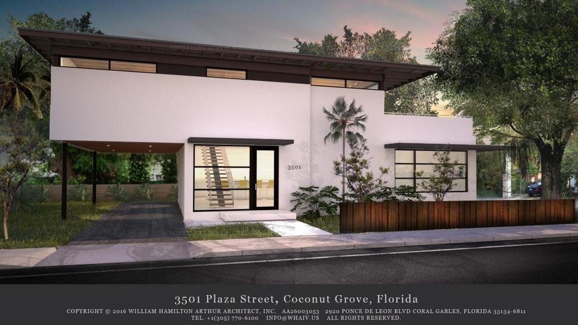 A rendering of a Glass House Project home slated for 3501 Plaza St. in Coconut Grove.