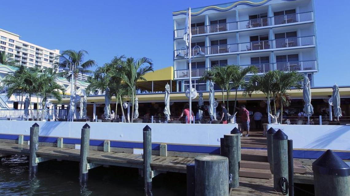 The reconstructed sea wall and deck at Shuckers in North Bay Village. Shuckers, the bayfront bar and grill where a deck collapsed sending dozens of people into the water while watching a Miami Heat game, reopened in the summer of 2014, about a year after the accident.