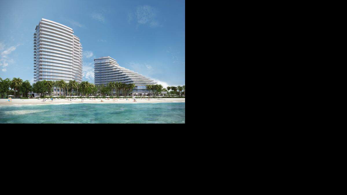 
A rendering of the Auberge Beach Residences and Spa, a condo planned for the site of the Ireland’s Inn at 2220 N. Atlantic Blvd., Fort Lauderdale Beach. Related Group and Fortune International are joining with The Fairwinds Group of Fort Lauderdale to build 171 condo units on the 4.6-acre site.
