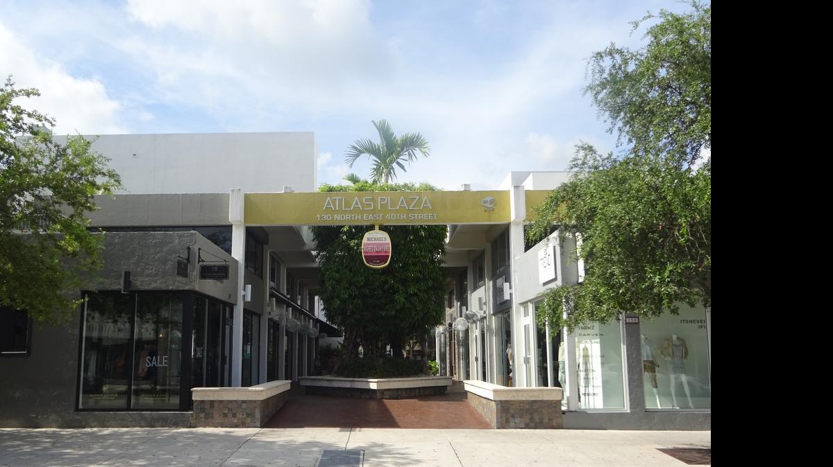 
The entrance to Atlas Plaza in the Design District, which sold for $65 million on Friday.
