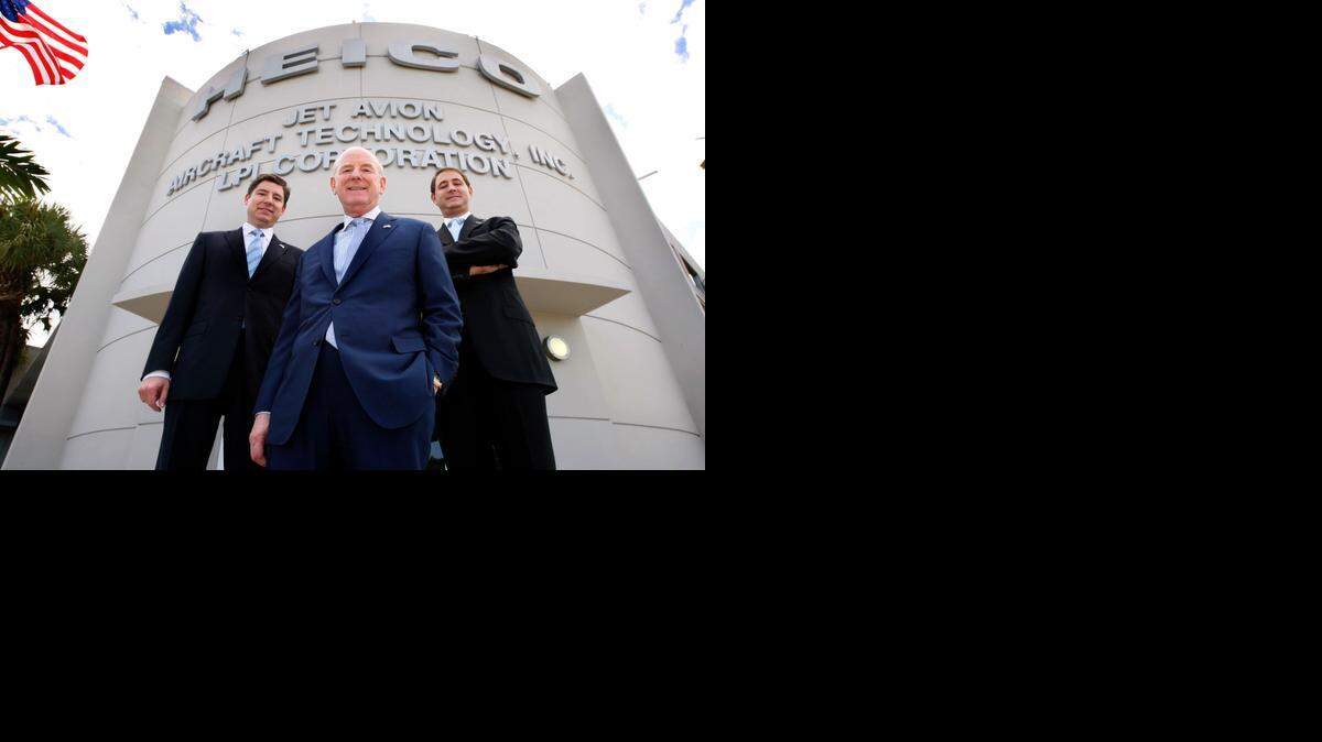 
From left, Heico co-president Victor H. Mendelson, chairman and CEO Laurans A. Mendelson and co-president Eric A. Mendelson are pictured in this file photo. The company, which is based in Hollywood and Miami, announced Tuesday it is acquiring a Dutch aircraft parts manufacturer.
