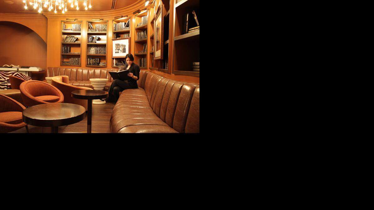 
The iconic Shelborne hotel in Miami Beach is about to reopen after going through the process of renovation. This is a look at the Library lounge not far from the lobby entrance.
