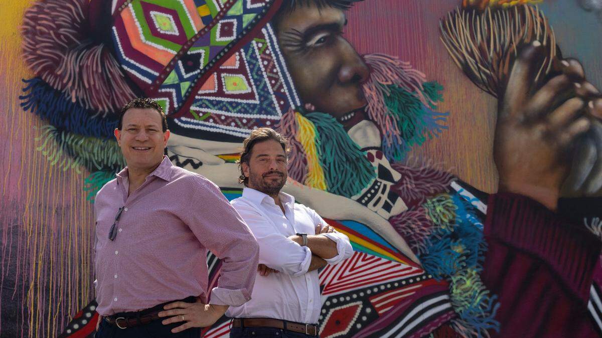 Humantelligence is one of the winners of the Startup Pitch Competition. Humantelligences CEO Juan Luis Betacourt, left, and the companys general counsel, Pedro Menocal, right, are photograph in Wynwood the center of Miamis tech scene on Tuesday, April 27, 2021.