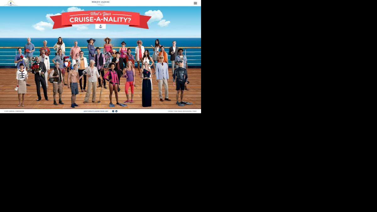
As part of a new marketing campaign, Carnival Corp. will help travelers identify their "cruise-a-nality" so they knew which brand suits them best.
