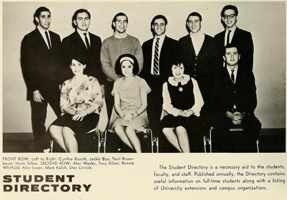 Alan Levan, second row, third from the right, with other members of the student directory during his junior year in a 1965 Tulane University yearbook photo.