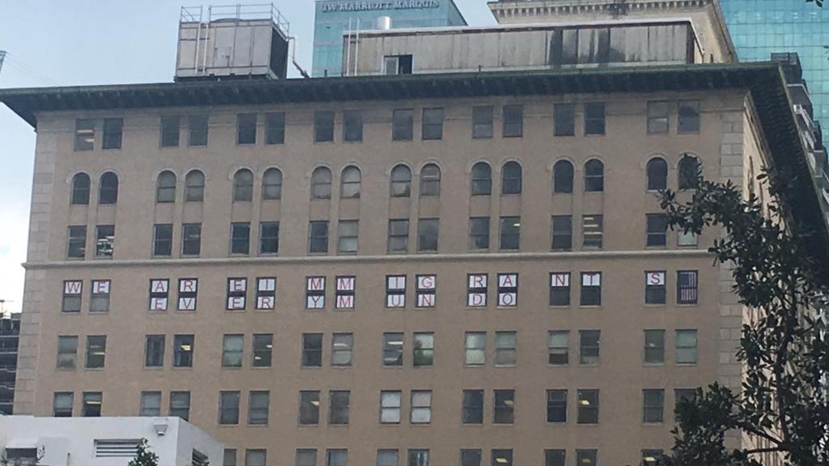 Recently, Everymundo, a tech company based in downtown Miami, hung letters in their office windows stating “We are immigrants. Everymundo.”