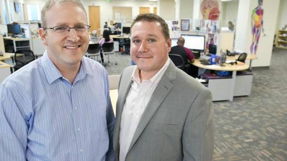 Modernizing Medicine, based in Boca Raton, was founded by Daniel Cane, right, and Dr. Michael Sherling, left. The company has raised a $231 million private equity investment from Warburg Pincus.