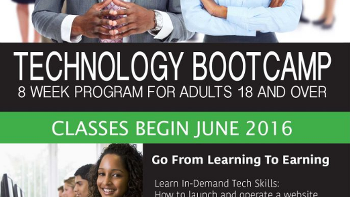 The poster for EcoTech Visions’ Digital Bootcamp. Applications are now open to locals over the age of 18 for June classes. No previous experience is required.