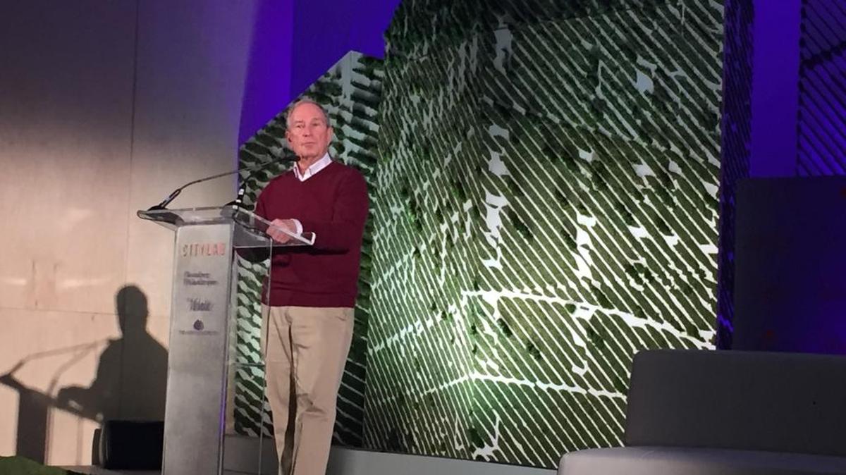 Michael Bloomberg, founder of Bloomberg Philanthropies and the former mayor of New York, opened the CityLab conference at the Intercontinental on Monday. The artistic stage is a “living stage” of moss by Plant The Future in Wynwood.