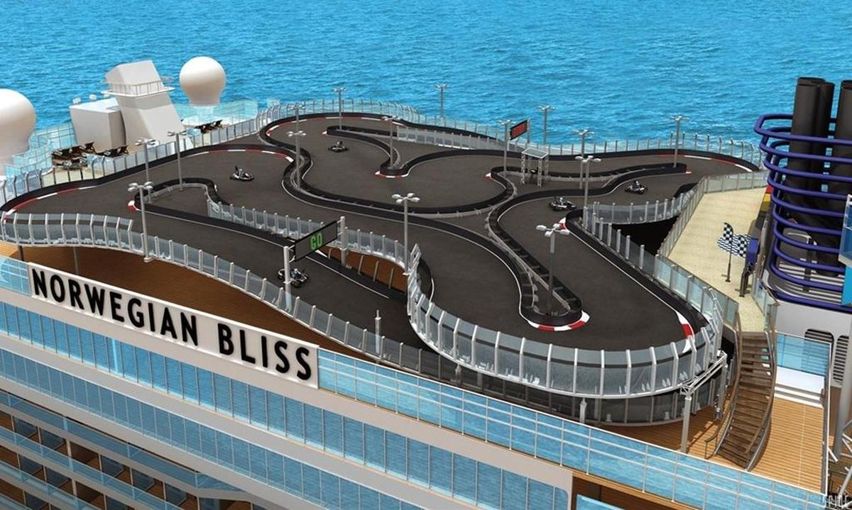 Rendering of the race track on the 18th deck of the Norwegian Bliss.