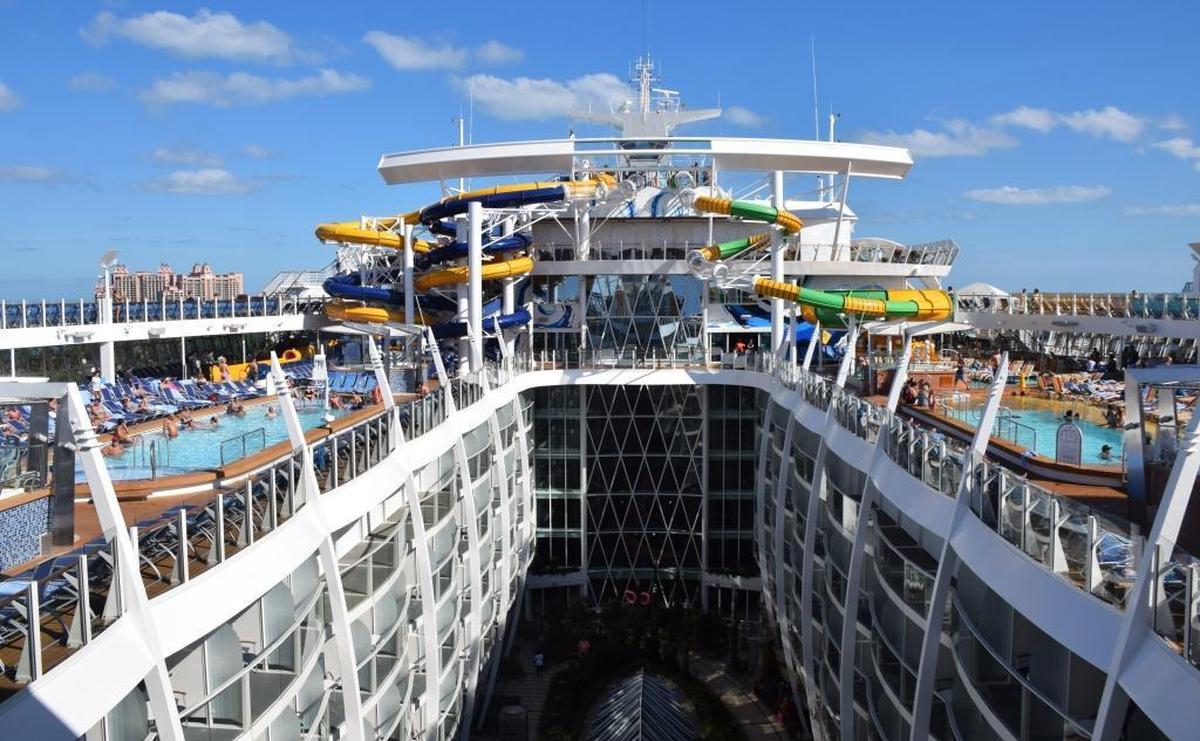 The 15th deck, which includes a waterslide complex, onboard Royal Caribbean International’s Harmony of the Seas.