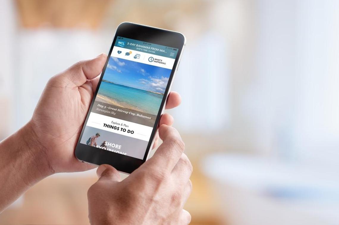 The homescreen of Norwegian Cruise Line’s new app, Cruise Norwegian, which is already available on the Norwegian Sky.