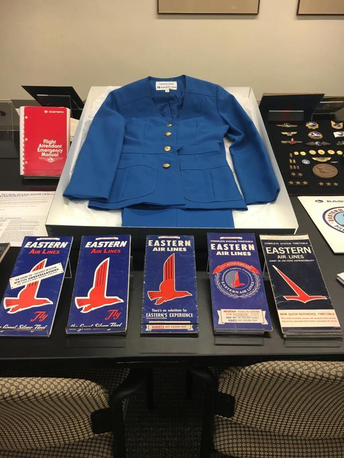 Eastern Airlines Retiree Association has donated a large historical archive to the University of Miami. The donated materials include flight crew uniforms and pins, timetables, instruction manuals, publicity materials, maps, photos and passenger menus.