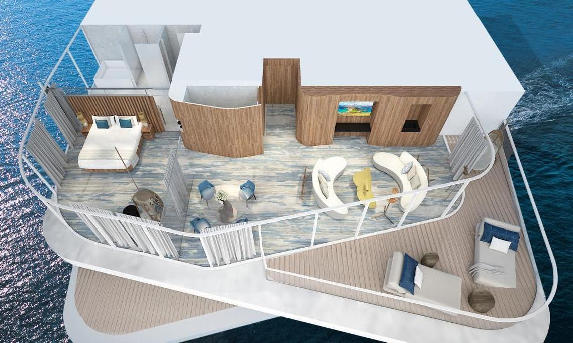 Layout of one of two 1,288-square-foot Penthouse suites on Celebrity Cruises’ Celebrity Flora.