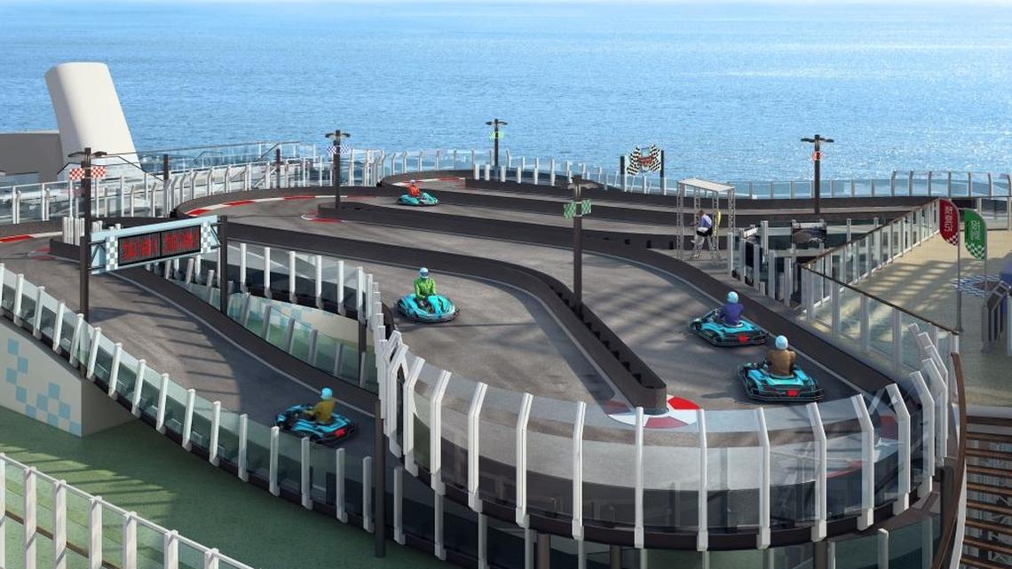 Rendering of the Scuderia Ferrari Watches-branded racetrack coming to Norwegian Cruise Line’s Norwegian Joy, which will sail from Shanghai in June.