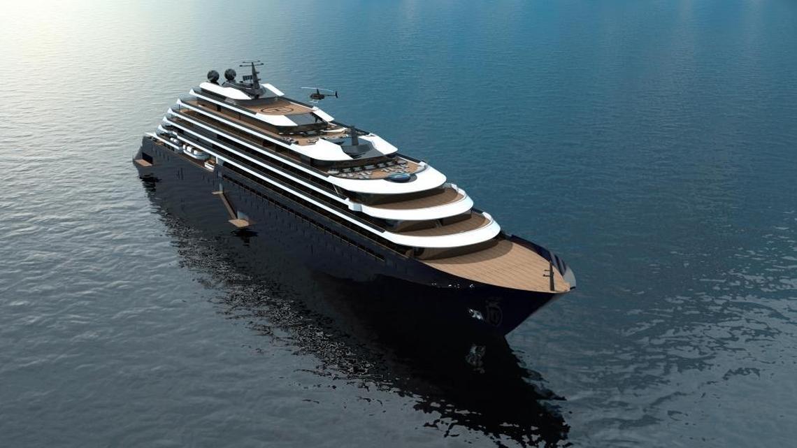 Rendering of a Ritz-Carlton Yacht Collection yacht. The cruise line is building three, 298-passenger yachts set to launch in late 2019.