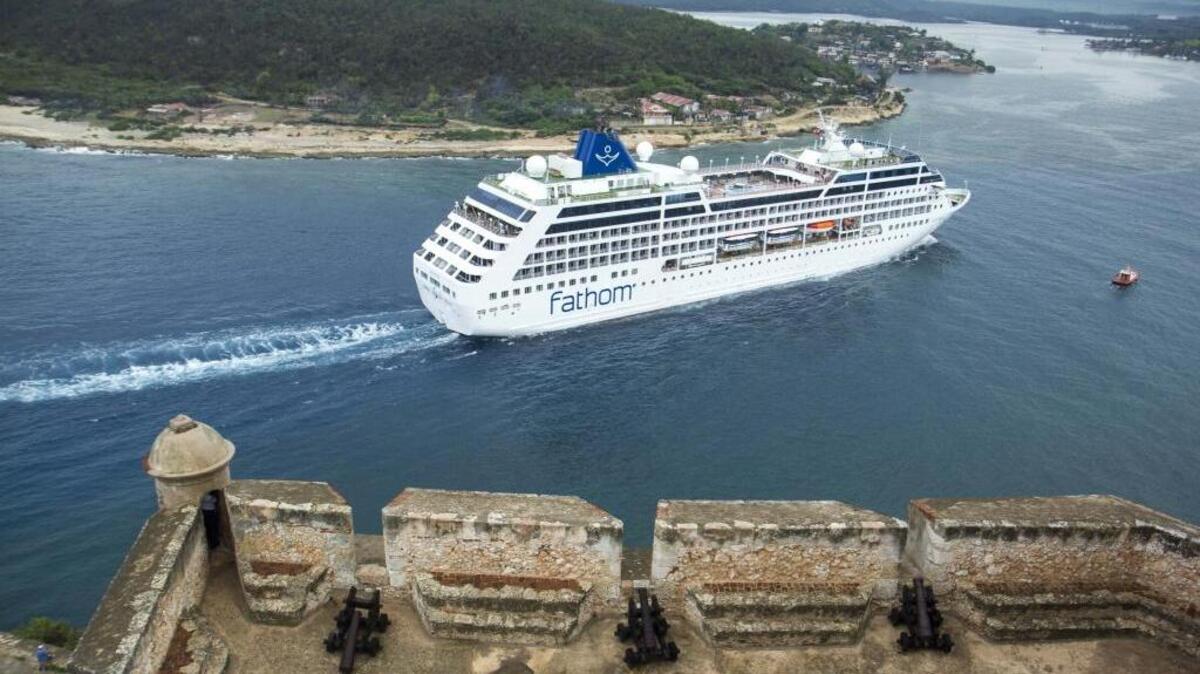 Fathom’s Adonia arriving in Santiago de Cuba. The cruise line is adding the Cuban city as a stop on six upcoming Dominican Republic trips.