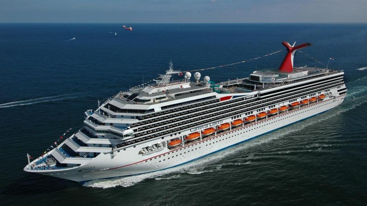 
The Carnival Liberty, shown in this 2005 file photo, was in St. Thomas for an extra day Tuesday while investigators examined the space where a fire broke out. 
