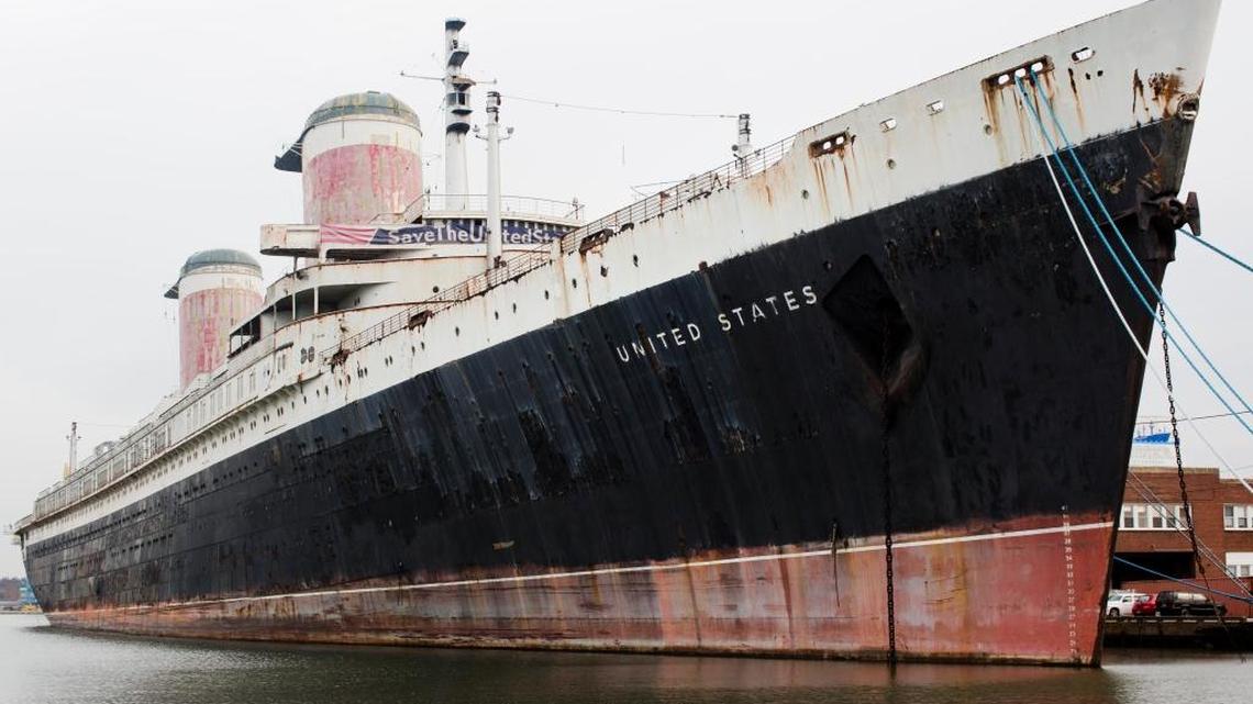 FILE -In this Nov. 22, 2013, file photo, the SS United States sits moored in Philadelphia. Officials of the Crystal Cruises luxury travel company held a news conference Thursday, Feb. 4, 2016 to announce plans to overhaul the SS United States at a cost of at least $700 million.