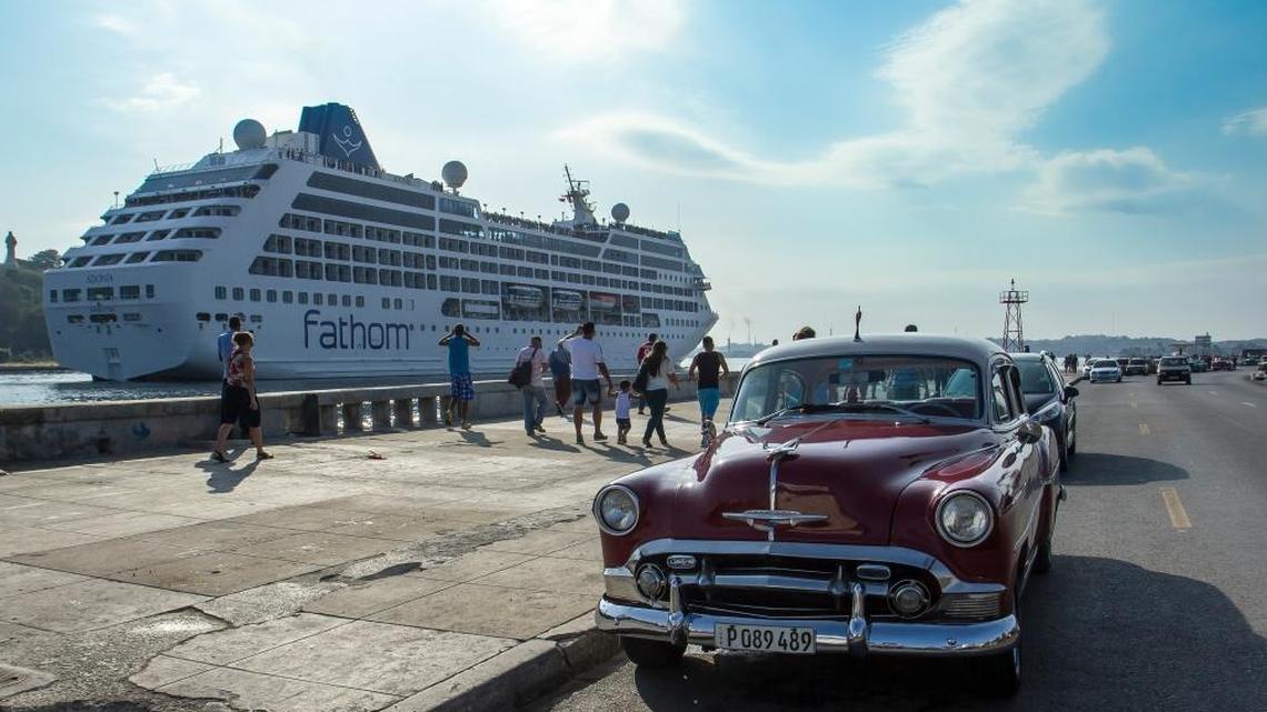 Carnival Corp.’s Adonia in port in Havana during the ship’s inaugural sailing to the island.