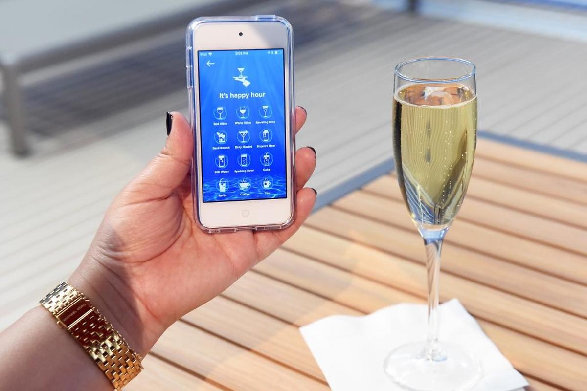 A view of Royal Caribbean’s app that will let guests order food and drinks to be delivered to them anytime, anywhere on board, as seen at the Royal Caribbean Sea Beyond event at Duggal Greenhouse at the Brooklyn Navy Yard on Wednesday, Nov. 8, 2017, in Brooklyn, New York.