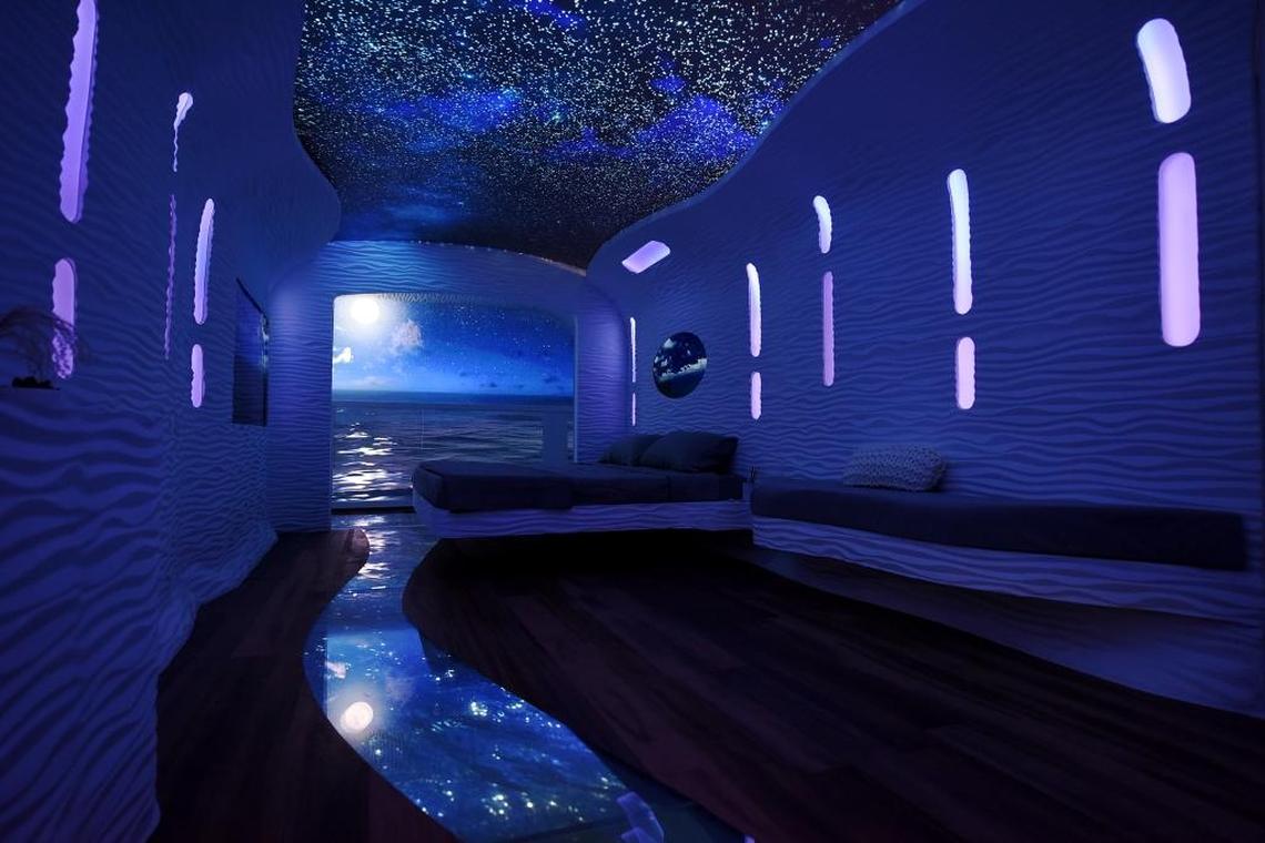 A concept for future staterooms imagines floors, ceilings and walls that can change to create your own environment, as seen at Royal Caribbean’s Sea Beyond event at Duggal Greenhouse at the Brooklyn Navy Yard on Wednesday, Nov. 8, 2017, in Brooklyn, New York.
