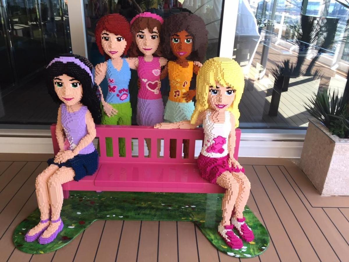 A Lego-bench custom-made for selfies, aboard the MSC Seaside.