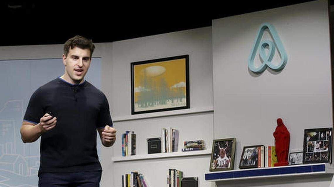 Airbnb co-founder and CEO Brian Chesky speaks in San Francisco on April 19. In Miami, the service is under scrutiny from hoteliers who feel the business should be regulated in the same way hotels are.