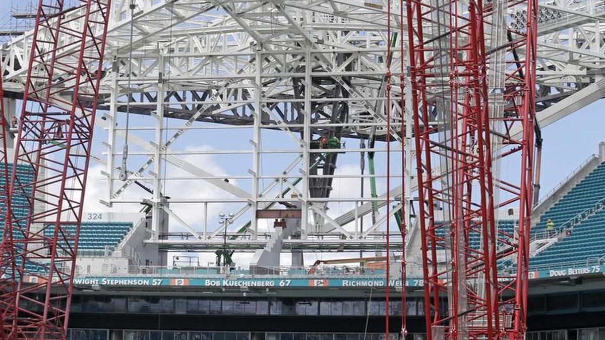 Construction projects like that at Dolphin Stadium are helping to expand Florida’s economy.
