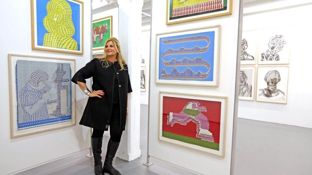 Ellen Saltpeter, ICA Director, stands in the Thomas Bayrle exhibit at the ICA (Institute of Contemporary Art Miami) in the Design District in Miami, January 20, 2017. The ICA new building is due to open next fall.