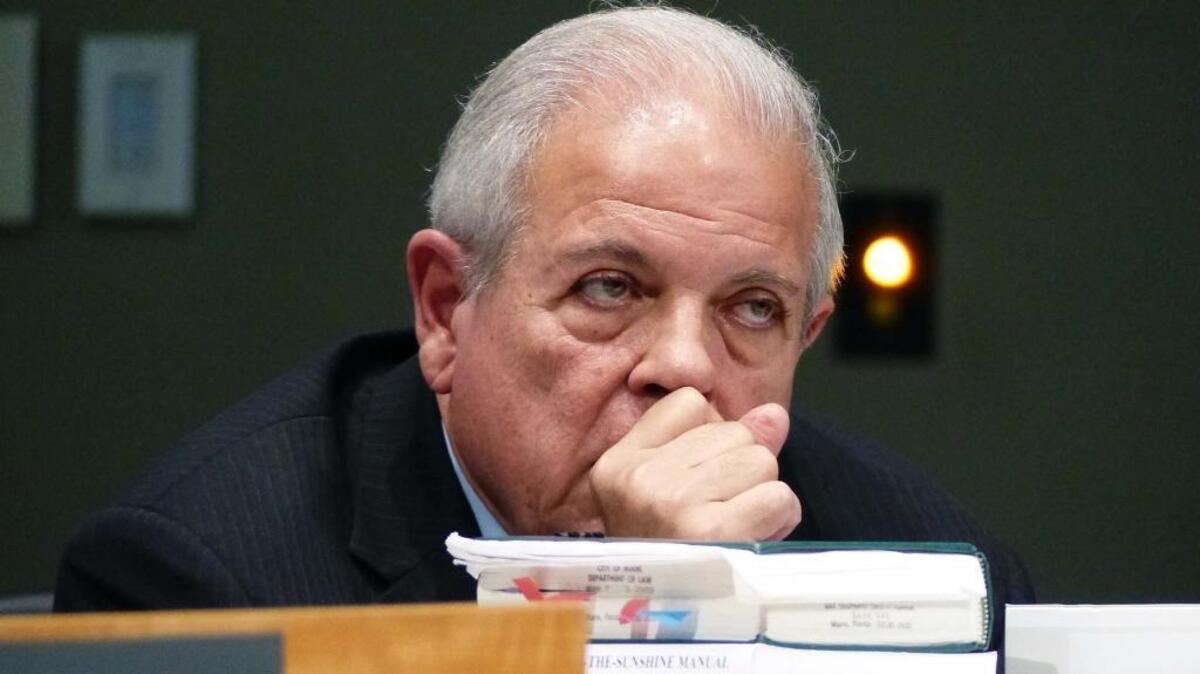 City of Miami Mayor Tomás Regalado at the Jan. 12 city commission meeting. He is sponsoring a proposed ordinance that would allow Miami to ban short-term rentals in a substantial portion of its neighborhoods and introduce a number of strict regulations for short-term rental owners in legal areas.