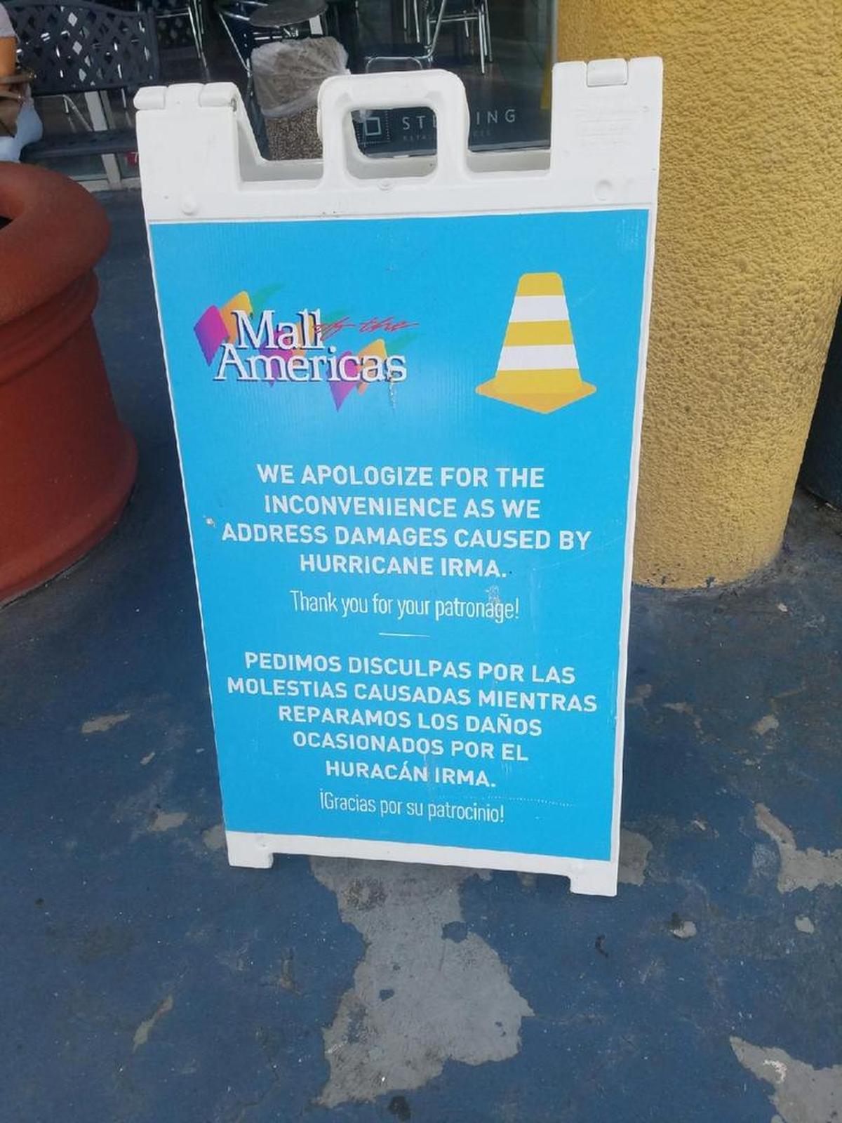 Sign outside Mall of the Americas