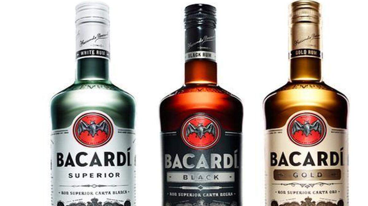 
Bacardi Superior, Black and Gold rums in their new packaging.
