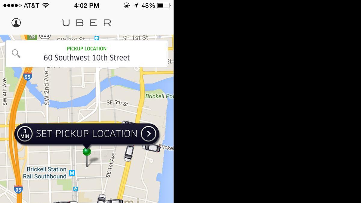 
The Uber app open on a smart phone.
