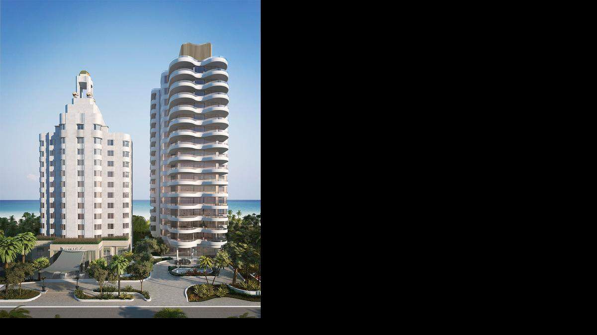 
A rendering of the two new condo towers at Faena Miami Beach.

