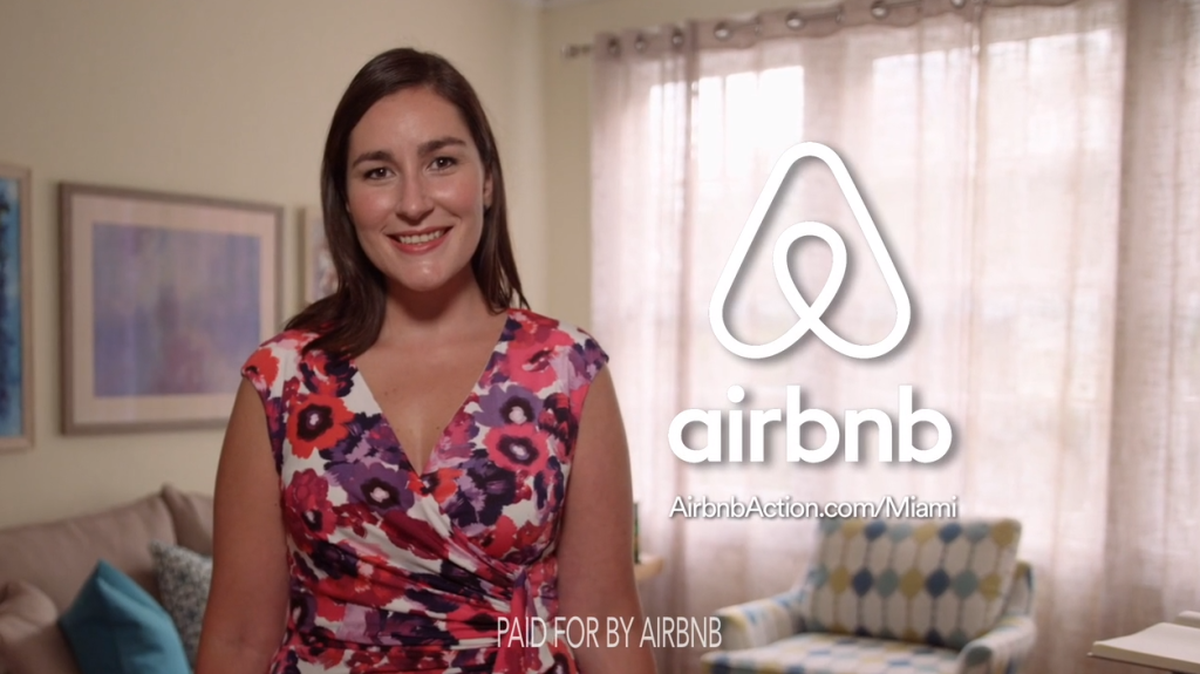 Wynwood Airbnb host Carol in a T.V. ad developed by the home-sharing company. Carol says she rents out a room in her home, helping her make ends meet.