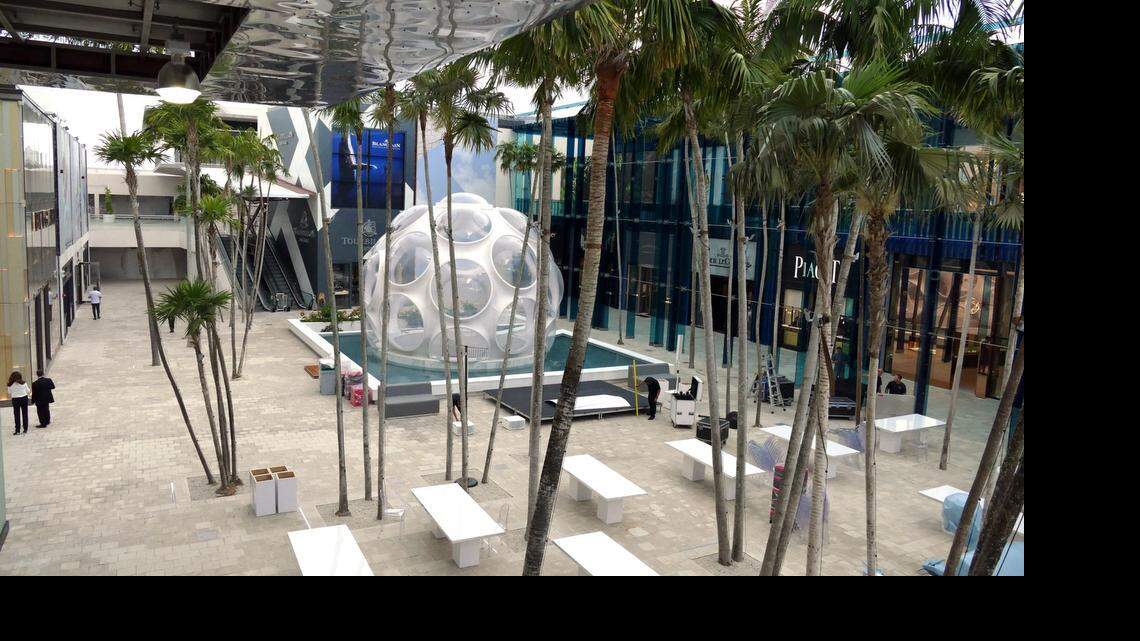 
A view of the Buckminster Fuller geodesic dome at Palm Court in the Design District.
