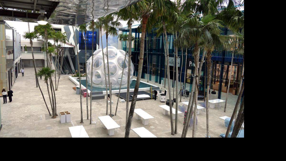 
A view of the Buckminster Fuller geodesic dome at Palm Court in the Design District.
