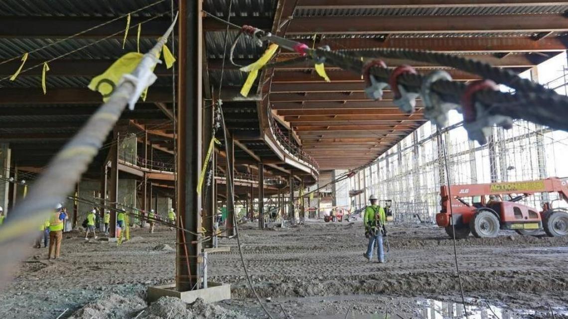 The west entrance, which will be the main entrance of the renovated Miami Beach Convention Center, photographed in August.
