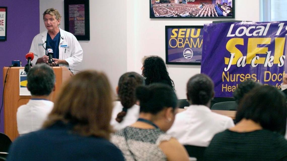 David Woolsey, an emergency room physician at Jackson Memorial Hospital, speaks about the strain that repeal of the Affordable Care Act would place on Miami-Dade’s safety net hospital with uninsured patients likely seeking care in the emergency room.