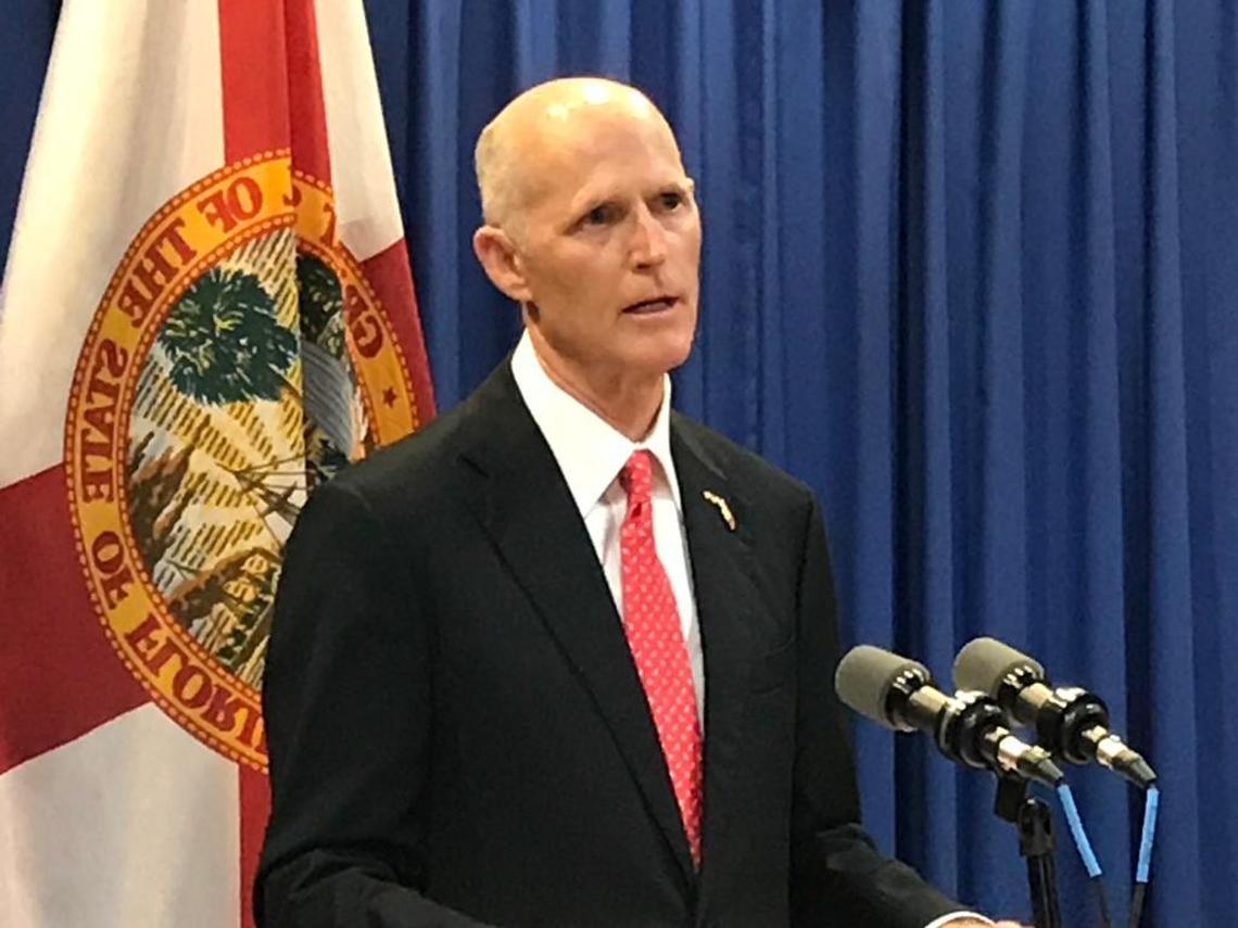 Florida Governor Rick Scott speaks during a news conference in Tallahassee, Monday, April 17, 2017.